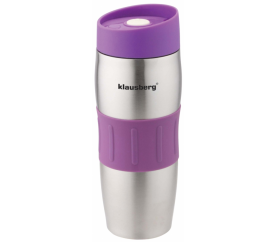 Termohrnek s protiskluzovým páskem - Fialový - 380 ml - Klausberg