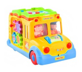 Multifunkční interaktivní školní autobus se zvířátky a zvuky Huile Toys
