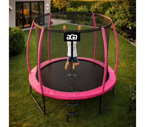 Aga SPORT EXCLUSIVE Trampolína 250 cm Růžová + ochranná síť + žebřík - II. JAKOST