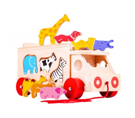 Bigjigs Toys Dřevěné auto se zvířátky - poškozený obal