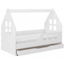 Wooden Toys Dětská postel HOUSE 160x80 cm se šuplíkem + matrací