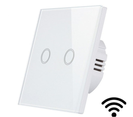 Přepínač dotykového dvojity - bílý - WIFI - SKLO