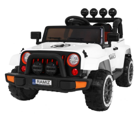 Dětské terénní auto Full Time 4WD Bílé + 4x4 + Dálkové ovládání + LED audio + Úložný prostor