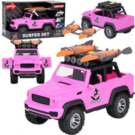 Růžové terénní auto off-road surfovací prkna zvuky světla ZA5223 univerzální