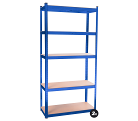 Aga 2x Kovový regál 180x90x40 cm 5 polic Modrý