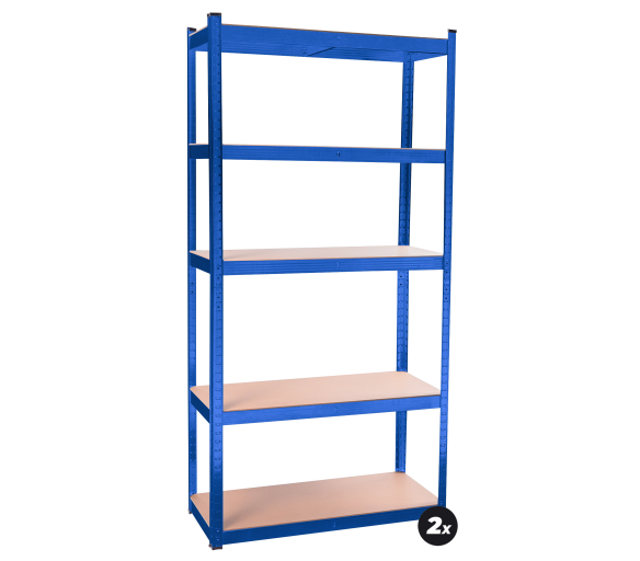 Aga 2x Kovový regál 180x90x40 cm 5 polic Modrý
