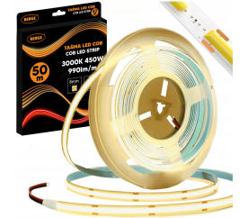 LED pásek COB Neon 12V - 480D - 9W/m - IP20 - 50m - teplá barva