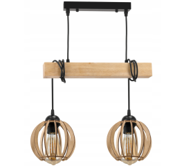 Závěsné stropní svítidlo LED dřevěný trám 2xE27 Wooden Ball Lustr