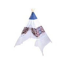 Dětský stan teepee ZA3557 Tm. modrá/Bílá