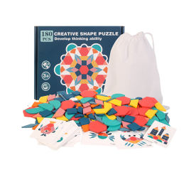 Aga Dřevěná puzzle geometrické tvary 180 dílů 2DZ257 - II. JAKOST