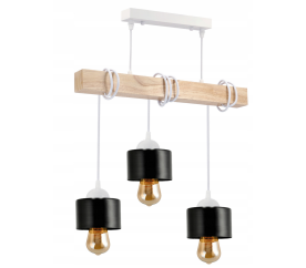 LED dřevěné závěsné stropní svítidlo, bílé, 3xE27 kelímek