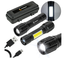 Výkonná dobíjecí taktická svítilna LED + ZOOM