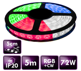 BERGE LED pásek - SMD 5050 - RGB+CW - 5 m - 60 LED/m - 14,4 W/m - IP20