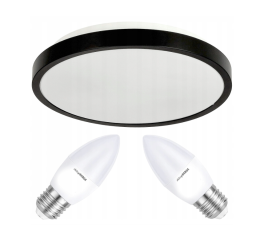 Stropní LED svítidlo LARI-R BLACK - 2xE27 IP20 + 2x E27 10W svíčka - studená bílá