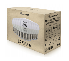 10x LED žárovka E27 - G45 - 8W - 700lm - neutrální bílá