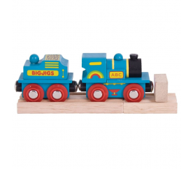 Bigjigs Rail Modrá mašinka s tendrem + 2 koleje