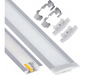 LED eloxovaný hliníkový profil zapuštěný 1m - sada