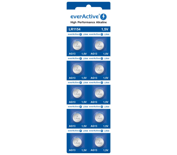 Aga Baterie EverActive Alkaline G13 LR44 LR1154 10ks
