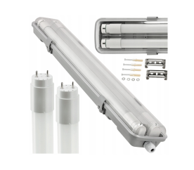 Hermetické svítidlo 120cm + 2x LED trubice - neutrální bílá