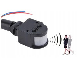 LED PIR detektor pohybu IP44 černý
