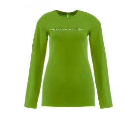 Benetton Dámské tričko s dlouhým rukávem s nápisem United Colors of Benetton Zelená