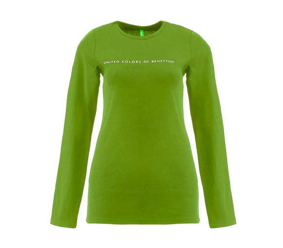 Benetton Dámské tričko s dlouhým rukávem s nápisem United Colors of Benetton Zelená