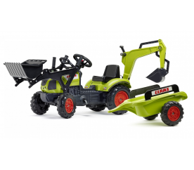 Falk Šlapací traktor CLAAS ARION 410 2040N s nakladačem, rypadlem a vlečkou