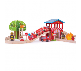 Bigjigs Rail Dřevěná vláčkodráha hasičská stanice