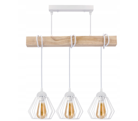 LED závěsné stropní svítidlo, dřevěný trám, 3xE27 - bílá