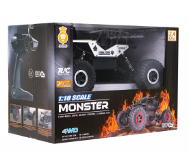 Crawler Monster pro děti 6+ Dálkově ovládaný stříbrný model 1:18 Extrémní jízda