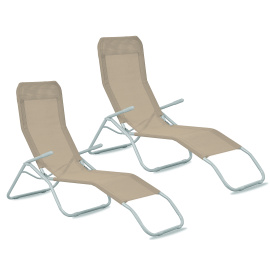 Aga 2x Zahradní lehátko SIESTA Světle Hnědé