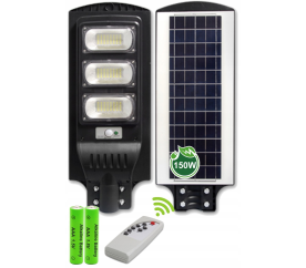 Pouliční LED solární lampa 150 W - 3000 lm - dálkové ovládání - pohybový senzor