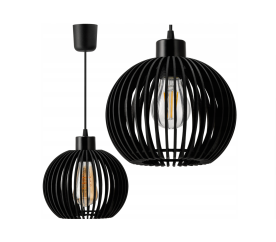 LED stropní svítidlo E27 dřevěná koule černá