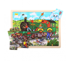 Bigjigs Toys Dřevěné puzzle vlak 24 dílků