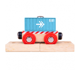 Bigjigs Rail Vagón modrý kontejner