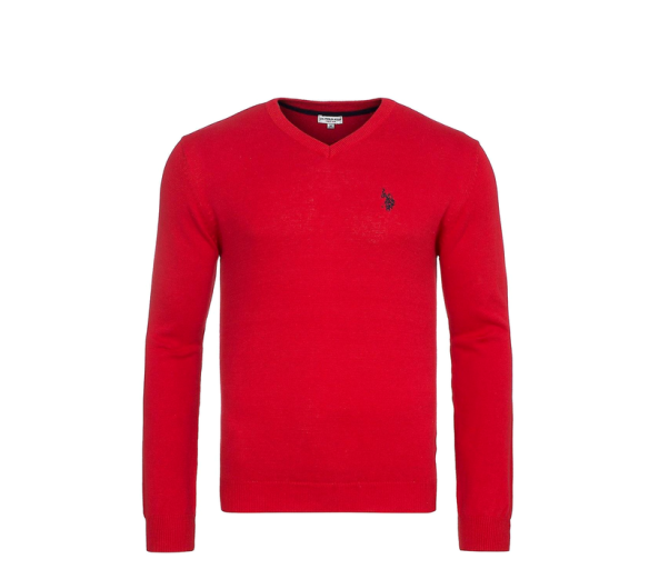 U.S. Polo ASSN. Svetr V-Neck Red