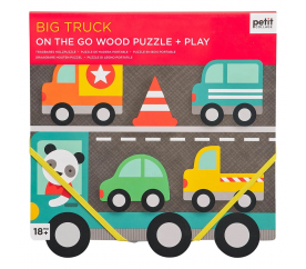 Petit Collage Robustní dřevěné puzzle Big Truck