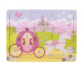 Bigjigs Toys Dřevěné puzzle princezna s kočárem