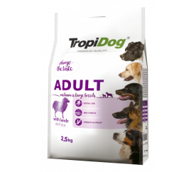 TropiDog Premium Adult M&L jehněčí s rýží 2,5kg
