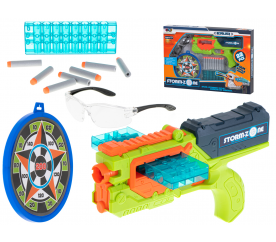 Aga4Kids Dětská pistole Storm Zone Zelená + terč + ochranné brýle + 18 nábojů