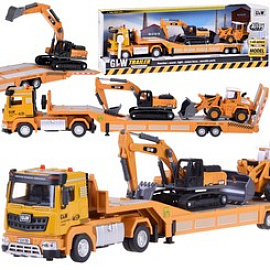 Tahač s návěsem, bagr a buldozer - sada se zvukem pro malého stavebního dělníka ZA5008 univerzální