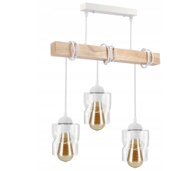 LED závěsné stropní svítidlo, dřevěný trám, 3xE27 čtverec - bílá