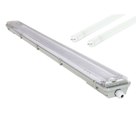 Svítidlo + 2x LED trubice mini plate - T8 - 120cm - 230V - IP65 - teplá bílá