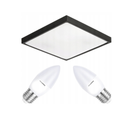 Stropní LED svítidlo LARI-S BLACK - 2xE27 IP20 + 2x E27 10W svíčka - teplá bílá