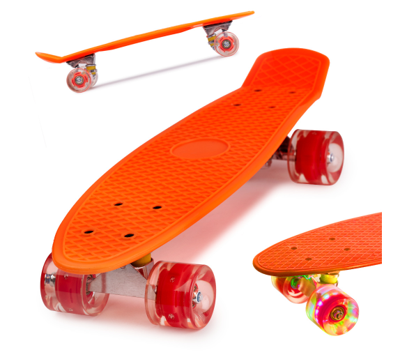 Aga Frisbee skateboard LED kolečka oranžová