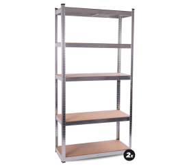 Aga 2x Kovový regál 180x90x40 cm 5 polic