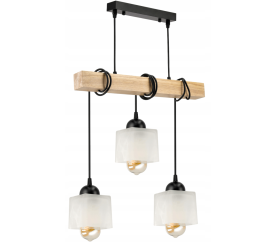 LED závěsné stropní svítidlo, dřevěný trám, 3xE27, loft, mléčná kostka