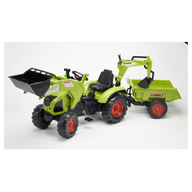 Falk Šlapací traktor CLAAS AXOS 330 WITH FRONT LOADER 1010Z s vlečkou