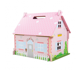 Bigjigs Toys Přenosný dřevěný domeček pro panenky - poškozený obal