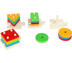 Small Foot Puzzle Nasazování barevných tvarů na tyče